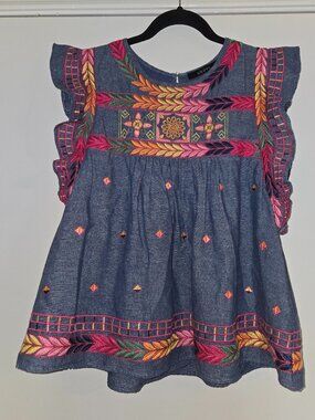 Ark & Co Chambray Embroidered Top